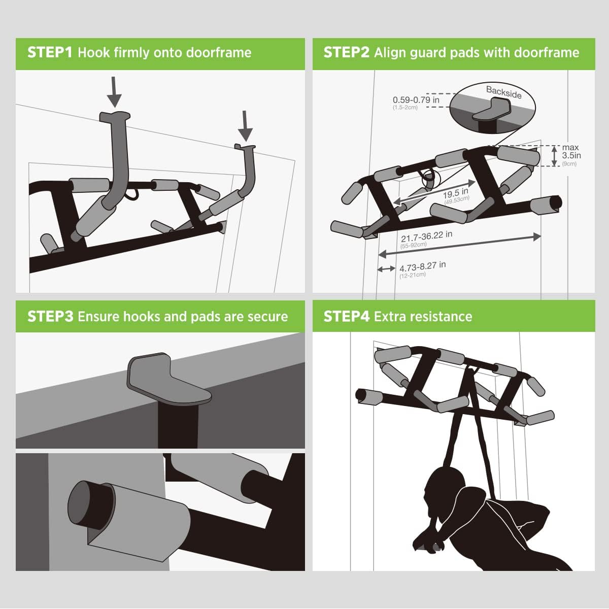 2025 Upgrade Multi-Grip Pull Up Bar with Smart Larger Hooks Technology