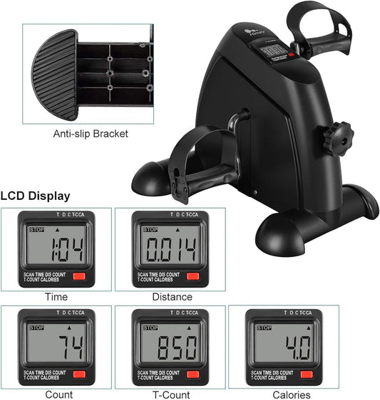 himaly under desk bike pedal exerciser portable bicycle arm and leg pedal machine with lcd display